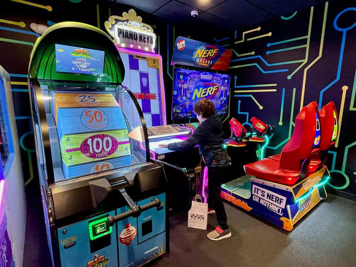 My son was drawn to the arcade, which offered a variety of games and virtual-reality experiences.