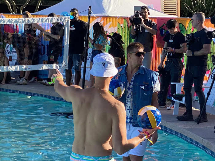 At one point, a pool volleyball game, sponsored by Corona, took place.