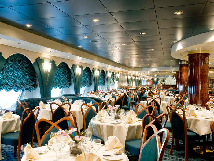 To feed the up to 3,013 guests, the ship has five restaurants as well as 12 bars and lounges.