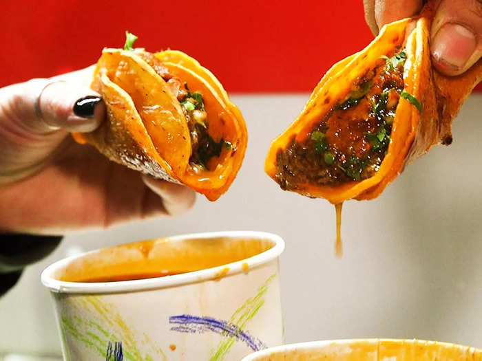 No trip to Mexico would be complete without trying birria tacos, which are crispy tacos usually dipped into consomé.