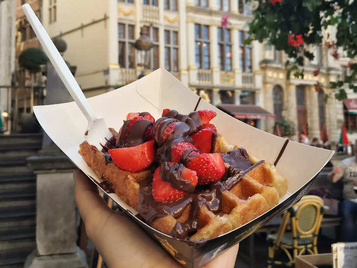 For another sweet treat, enjoy a light, fluffy Belgian waffle topped with berries, powdered sugar, or chocolate sauce.