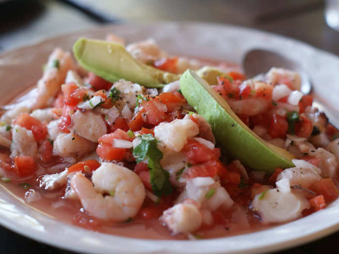 Cool off with ceviche, a seafood salsa-inspired dish with origins in Latin America.