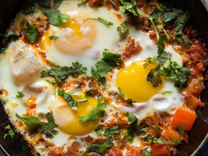 Shakshuka is a popular tomato-based dish served in the Middle East.