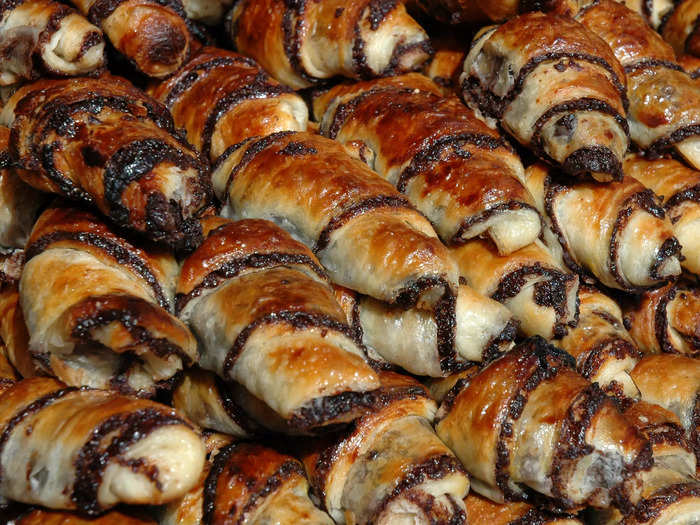 Try chocolate rugelach, a flaky pastry from one of the most popular bakeshops in Jerusalem, Marzipan Bakery.