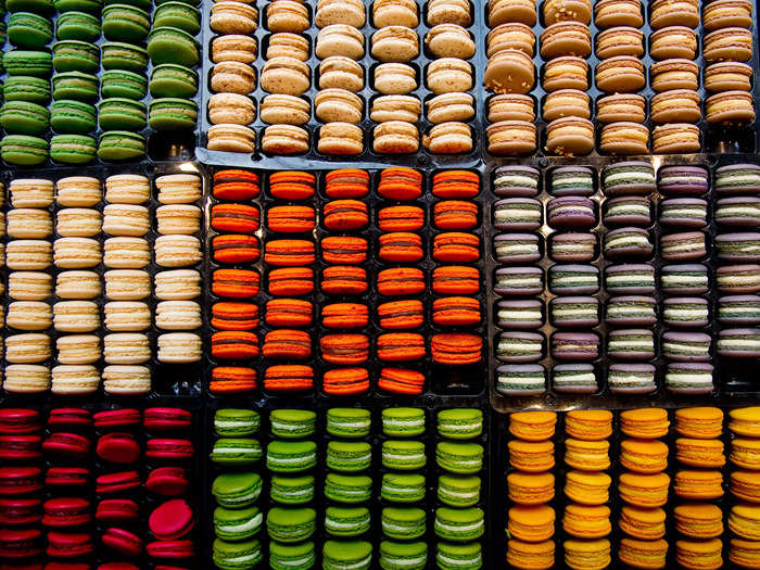 Take a bite into a picture-perfect macaron, a meringue dessert commonly found in France.