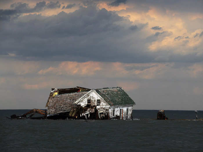 Holland Island in Maryland simply disappeared over time due to erosion.