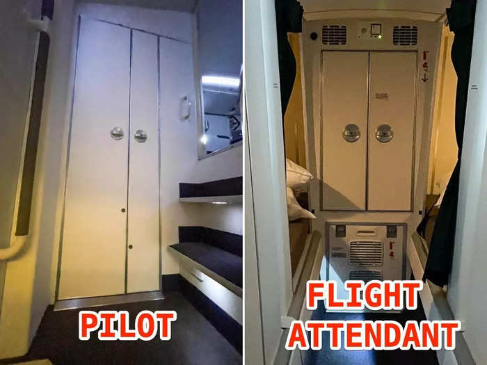 Each room also had a closet for uniforms. This way, the flight attendants