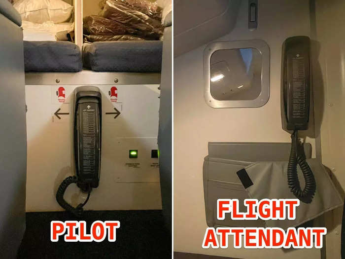 There were also phones stationed in both rooms so pilots and flight attendants could communicate with each other and their colleagues.