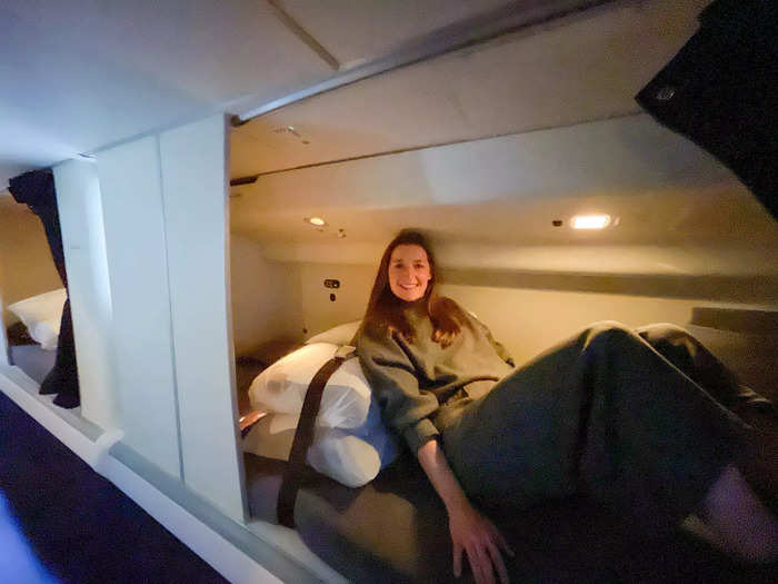 The flight attendants only had bunk-style beds in their room.