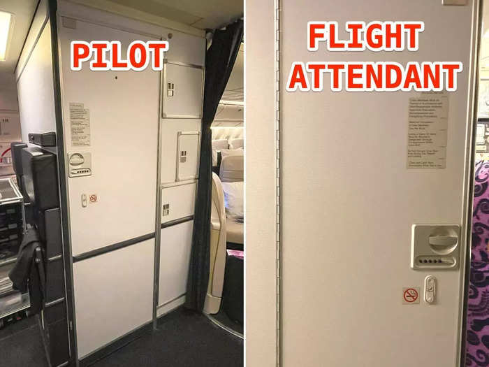 The doors to each area were identical and designed to blend into the galleys. This helps protect from unwanted visitors, an Air New Zealand flight attendant explained.