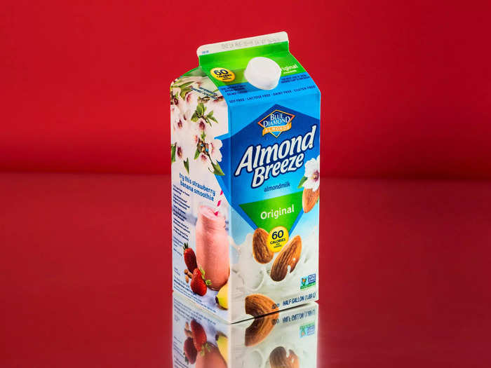 Next up was the Almond Breeze almond milk. It left a pretty bad first impression with tasters when they examined the color.