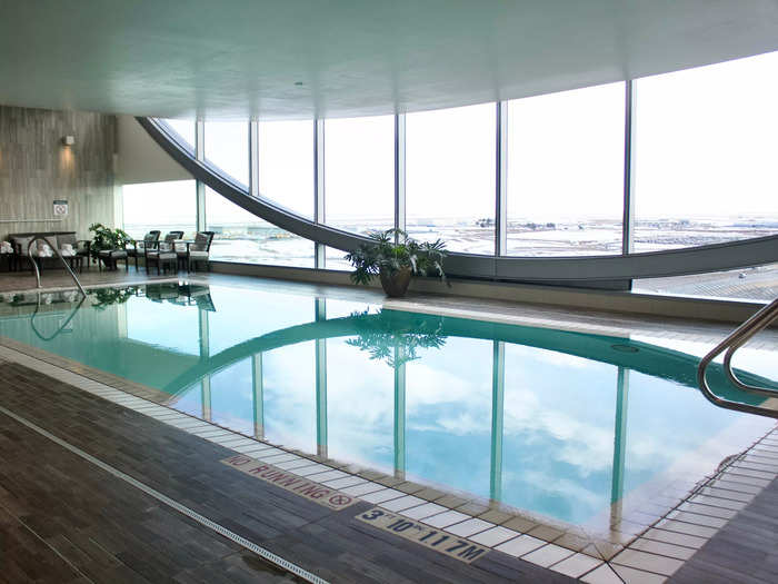 Swimming in the heated pool with a large wall of windows felt relaxing and was a highlight of my stay.