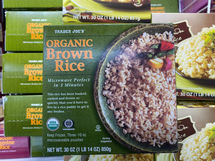 Organic brown rice is a great base for a meal.