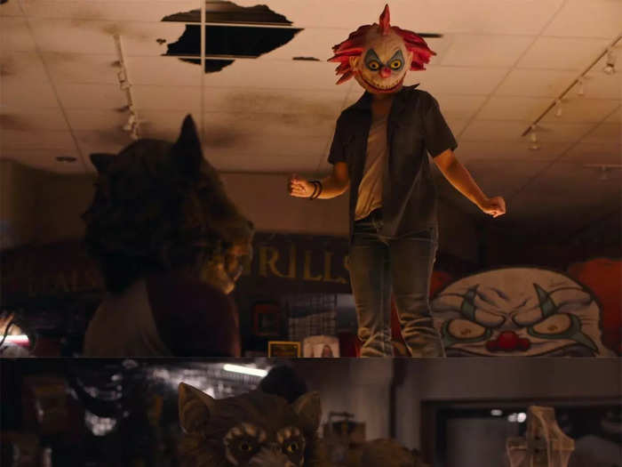 The wolf and clown masks that Ellie and Riley wear are straight out of the game.