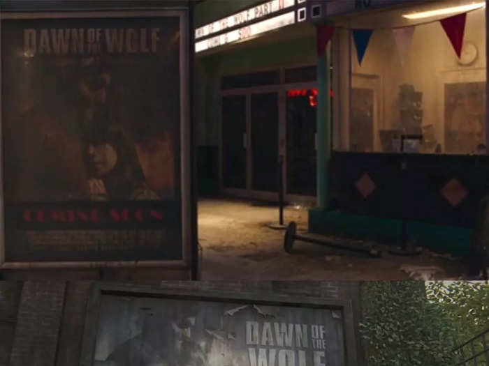 A "Dawn of the Wolf" sequel poster is seen in the mall.