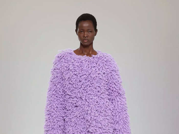 MSGM took texture to another level with a fuzzy sweater worn as a minidress.