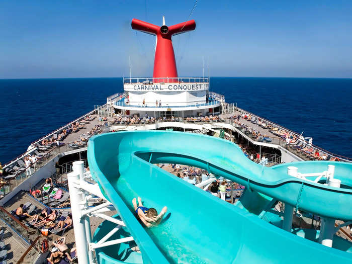 Carnival was the first cruise line to add water slides to its ships, with the industry