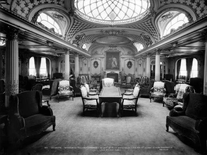 The first-class sections of early cruise ships featured lavish interiors ...