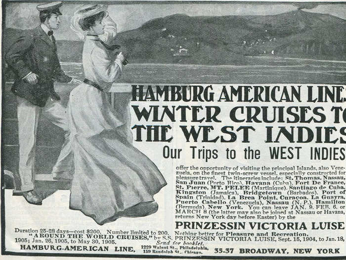 In 1900, the ship embarked on its maiden voyage, a 35-day cruise in from Germany to Venezuela and the West Indies. Later itineraries included trips to the Baltic Seas, the Mediterranean, and the Caribbean.