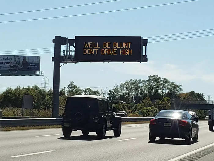 In late 2022, the New Jersey Department of Transportation unveiled new humorous signs. Many drivers posted them on social media, so much so that the department posted a tweet urging not to take pictures of the signs while driving.