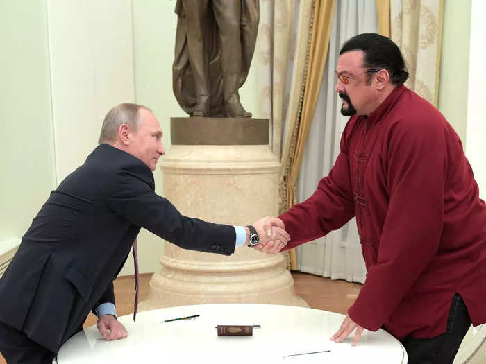 Arguably his most public supporter is the Hollywood actor Steven Seagal, who also became a Russian citizen in 2016 after Putin personally gave him his passport.