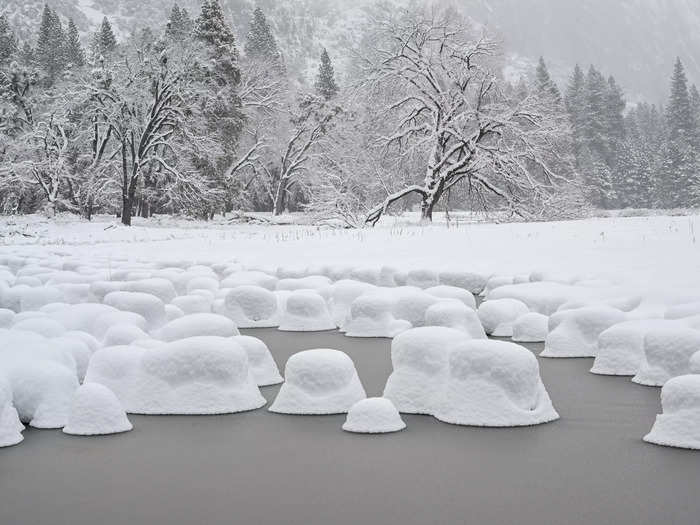 In December, a road in Yosemite was closed after heavy snow led to a rockfall.