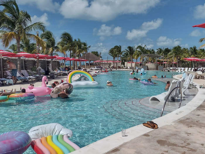 All around the pool deck and within the water, I noticed dozens of floaties for guests to use at no extra charge.