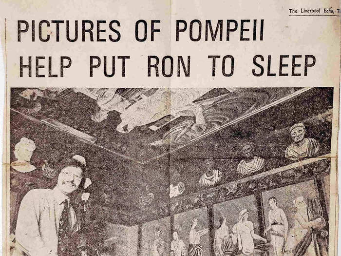 Gittins made similar artwork at previous homes. He was featured in his local newspaper in the 1970s for painting portraits of ancient Rome on the walls and ceiling his bedroom at his parents