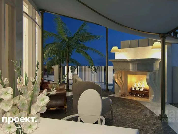 And for those cooler Sochi nights, the penthouse has a marble fireplace.