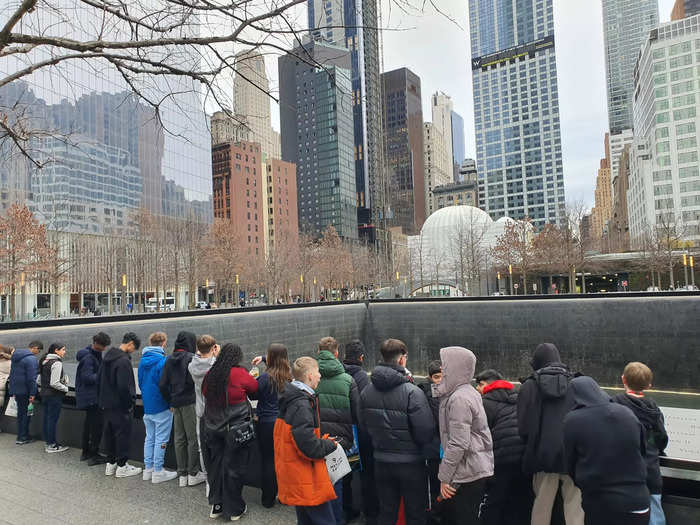 The group visited the 9/11 Memorial.