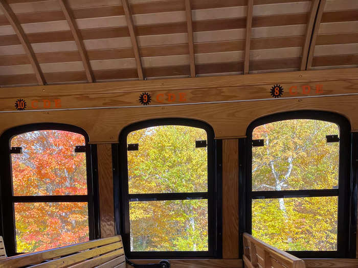 When I got on the train, I noticed the seats were tilted forward and down to accommodate the steep climb.