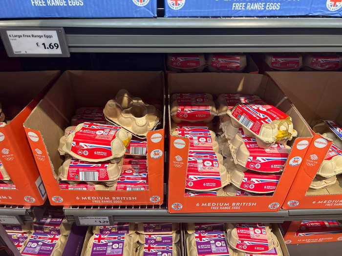 Elsewhere in the UK store, we spotted a bunch of leaky egg cartons on the shelves.
