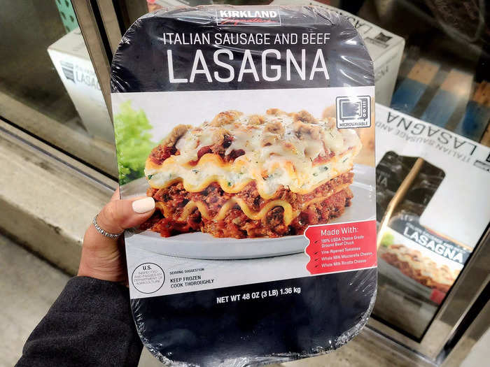 The Kirkland Signature Italian-sausage and beef lasagna is very filling.
