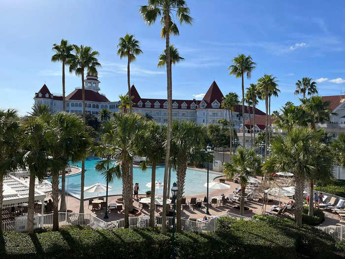 The patio offered a breathtaking view of the resort and the quiet pool area.