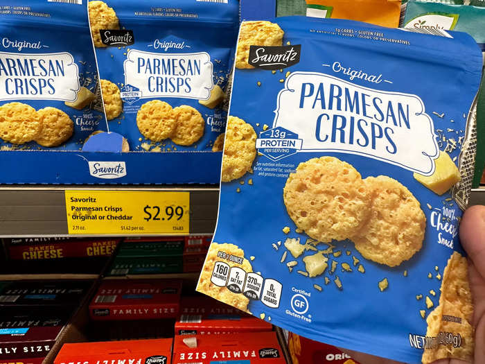 Savoritz Parmesan crisps are a high-protein, low-carb alternative to potato chips.