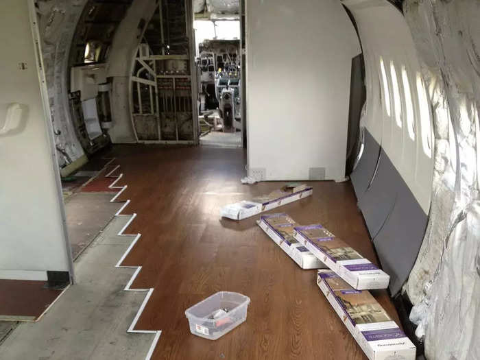 Axline stripped the carpeting and replaced it with vinyl flooring. He added insulation to keep the plane cool in the hot Texas summers.