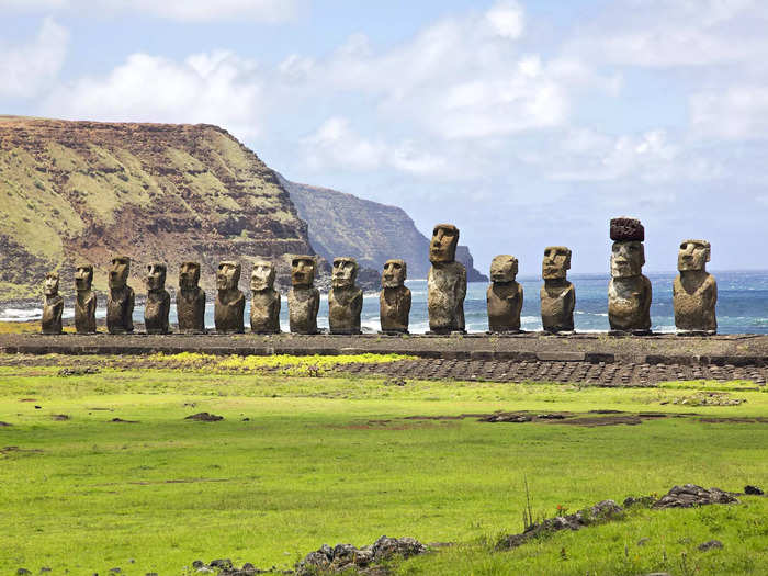 The island is famous for its enormous stone statues known as moai.