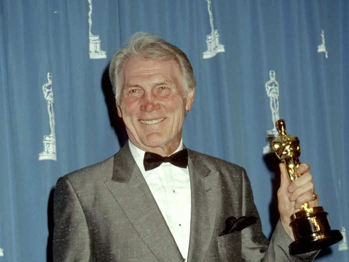 Jack Palance decided to show rather than tell when he scooped his third best supporting actor award at the age of 72.