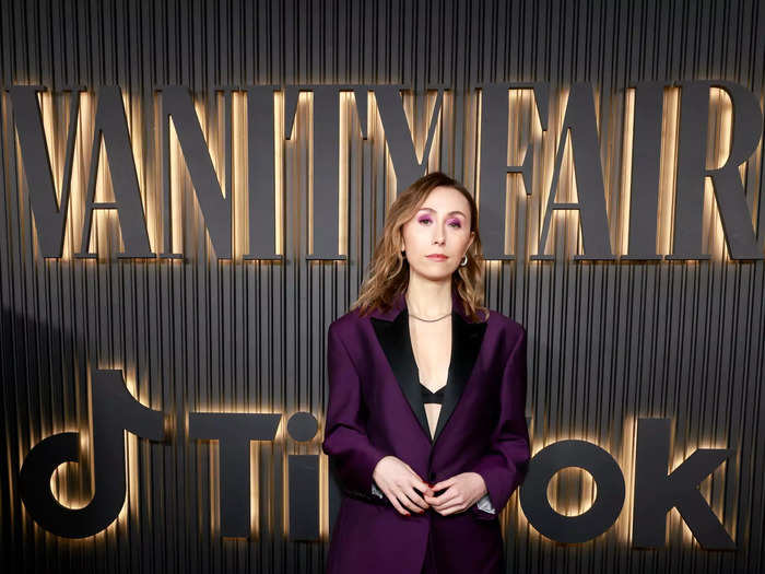 Caitlin Reilly rocked a purple suit that featured black lapels at the Vanities celebration.