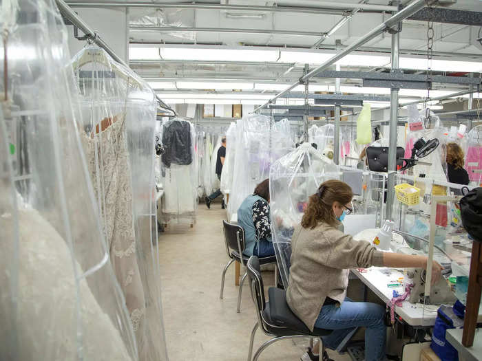 The first step of the alterations process at Kleinfeld is quality control.