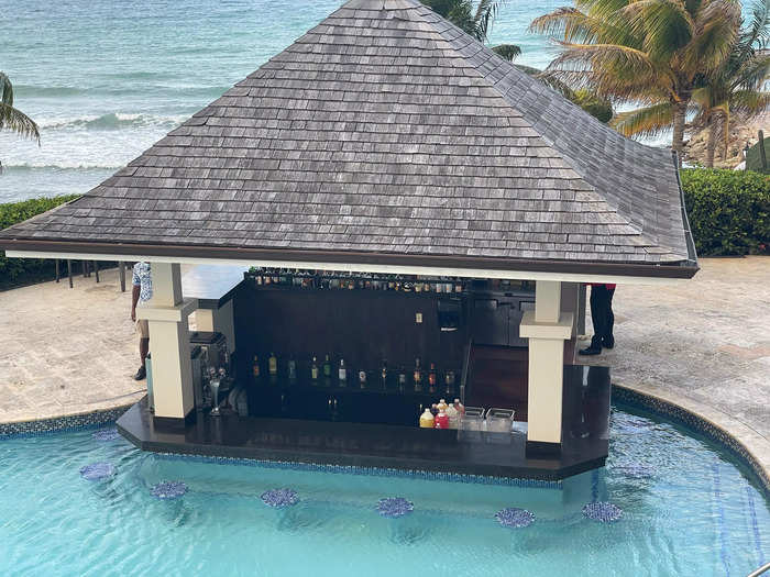 I could order drinks without leaving the pool thanks to the swim-up bar.