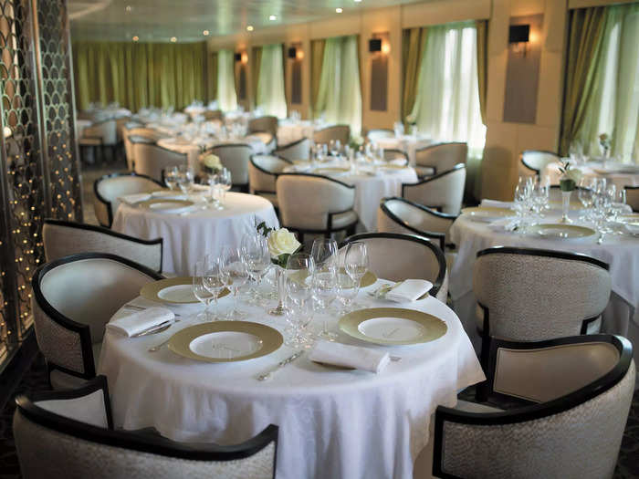 The ship has four restaurants for guests craving a steakhouse, French, Italian, or "customizable" dinner.