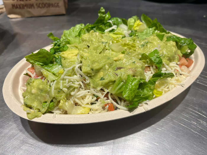 At Chipotle, the most expensive item was a double-steak bowl with guacamole and queso.