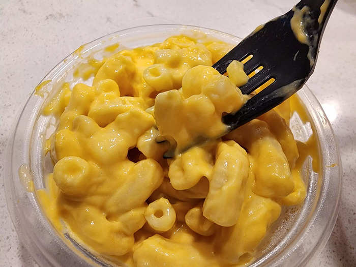 The KFC mac and cheese was creamy.