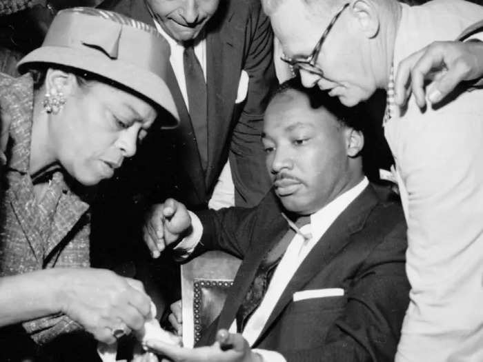 As her turn to speak with Dr. King arrived, Curry approached the civil rights leader and reportedly asked, "Are you Martin Luther King?""Yes," Dr. King replied without looking up.Curry then reached into her handbag, raised a seven-inch letter opener, and drove it into Dr. King