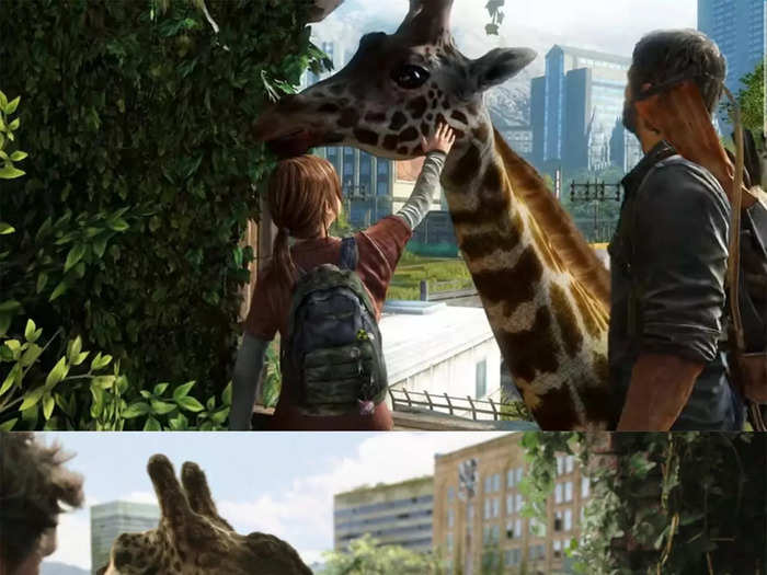 Ellie and Joel find a herd of giraffes. The show subtly hinted at their upcoming appearance on episode six.