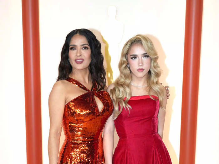 Salma Hayek chose to bring her daughter Valentina Paloma Pinault. They both wore red gowns on the champagne carpet.