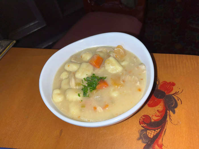 My favorite part of the meal was the Norwegian chicken and dumplings.