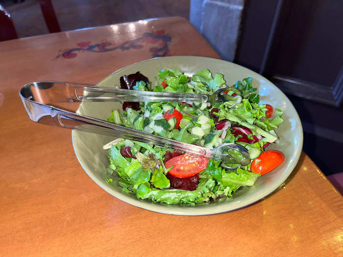 We then received the field-greens salad with lingonberry vinaigrette.