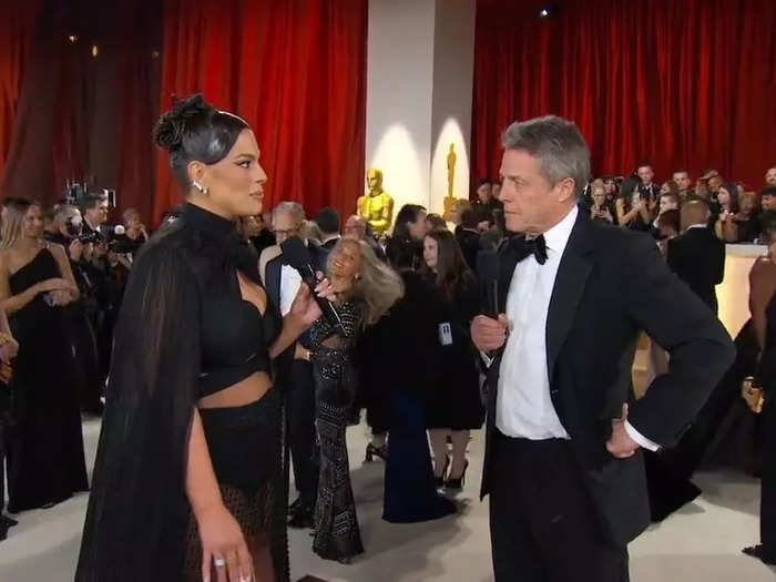 Hugh Grant had an excruciatingly awkward moment on the red carpet with Ashley Graham.